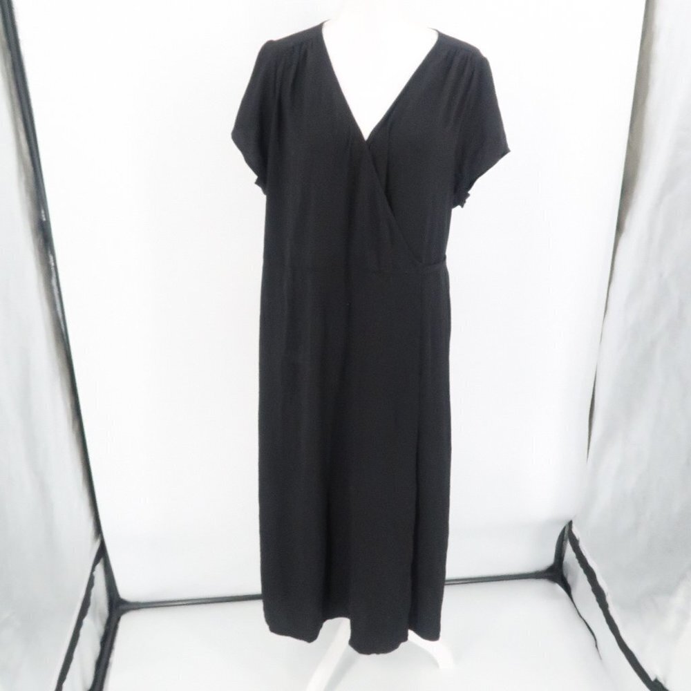 Halogen Black Short Sleeve V-Neck Wrap Dress Size XXL
